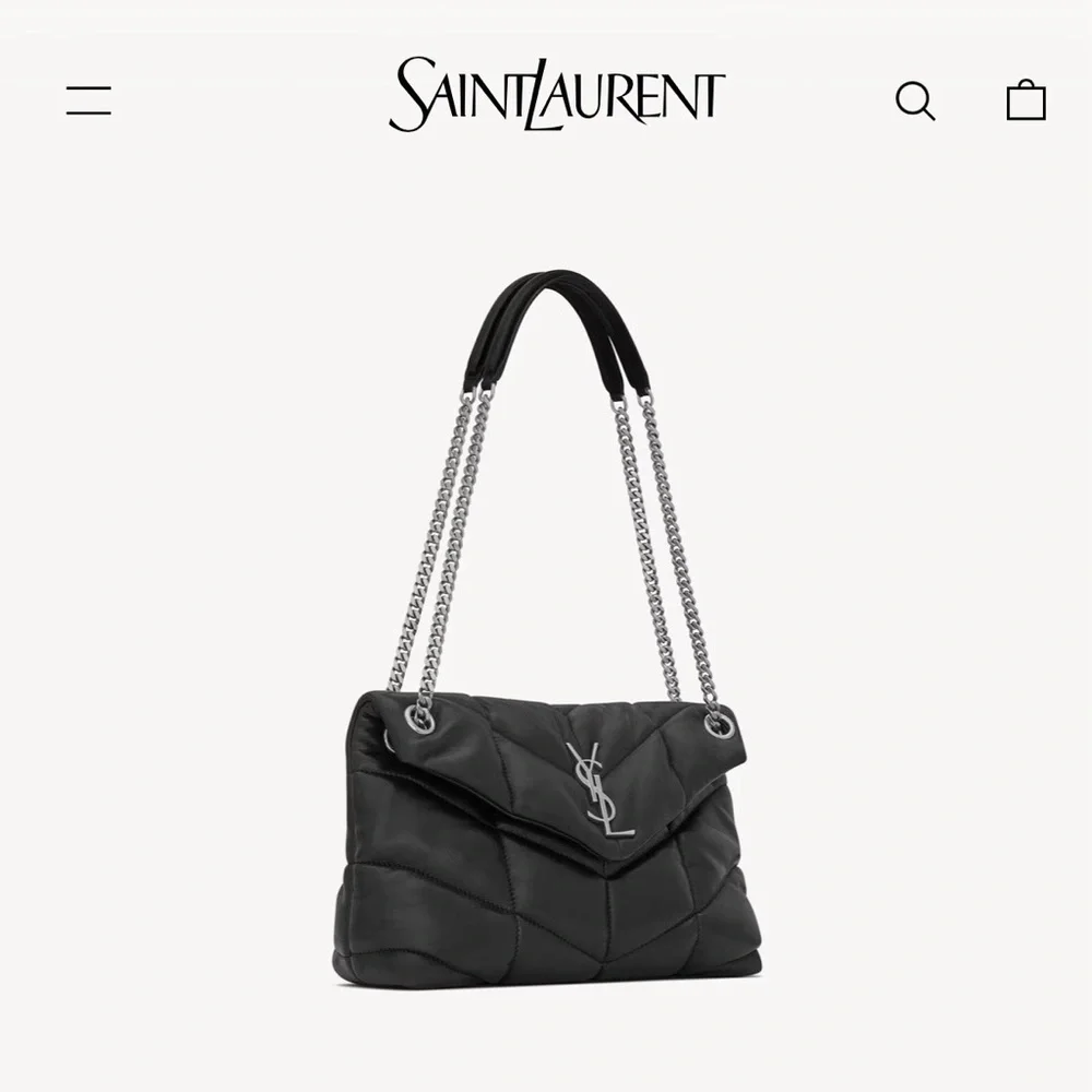 SAINT LAURENT Lambskin Quilted Small Loulou Puffer Monogram Black
